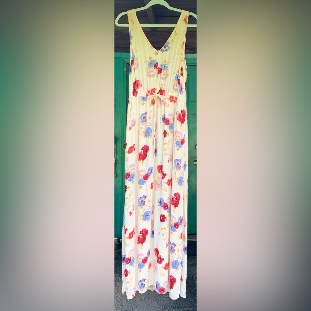 Lucky Brand Sleeveless Boho Floral Print Maxi Dress Medium